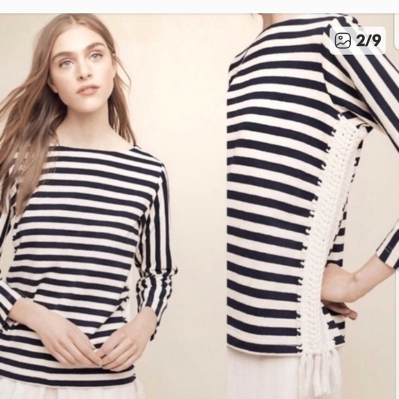 Pepin Tops - Pepin Navy and White Striped Blouse